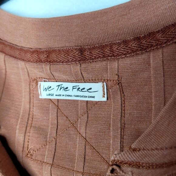 Free People In The Mix Henley Ribbed Long Sleeve Shirt Size Large - Picture 8 of 10